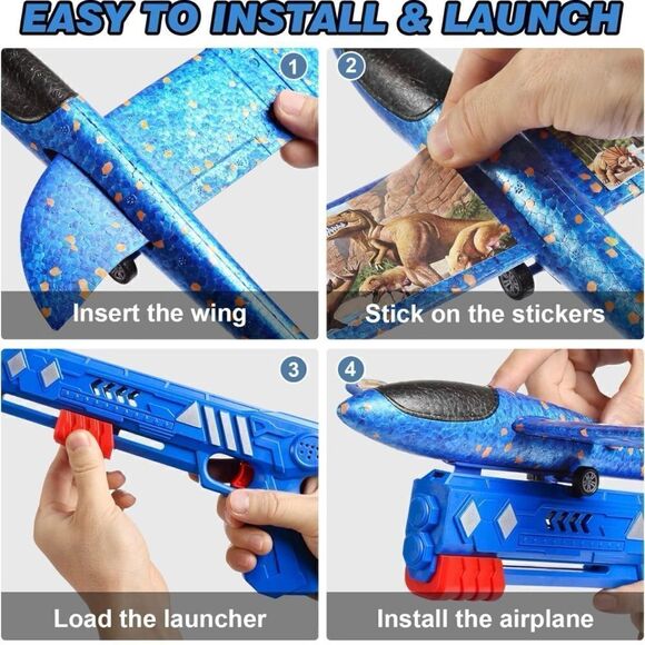 Elctbras 3 Pack Airplane Launcher Toy, Foam Glider Planes for Kids with 2 Flight - Picture 2 of 7